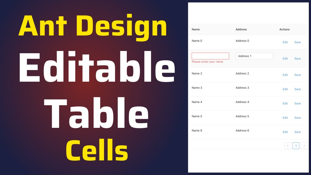 Ant Design Editable Table Cells | Validate And Edit Data Within Table Cells | Reactjs Tutorial