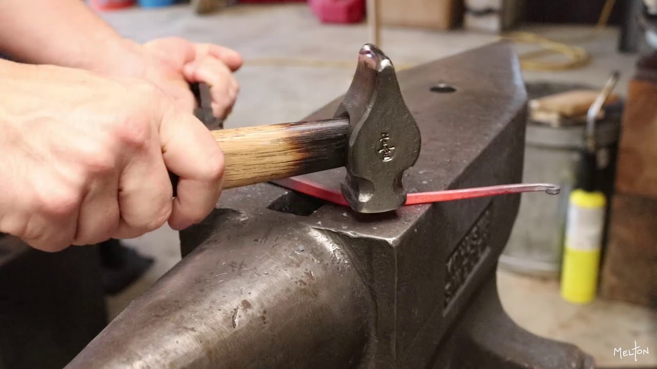 Forging a blacksmith's knife on the 33lb power hammer - YouTube