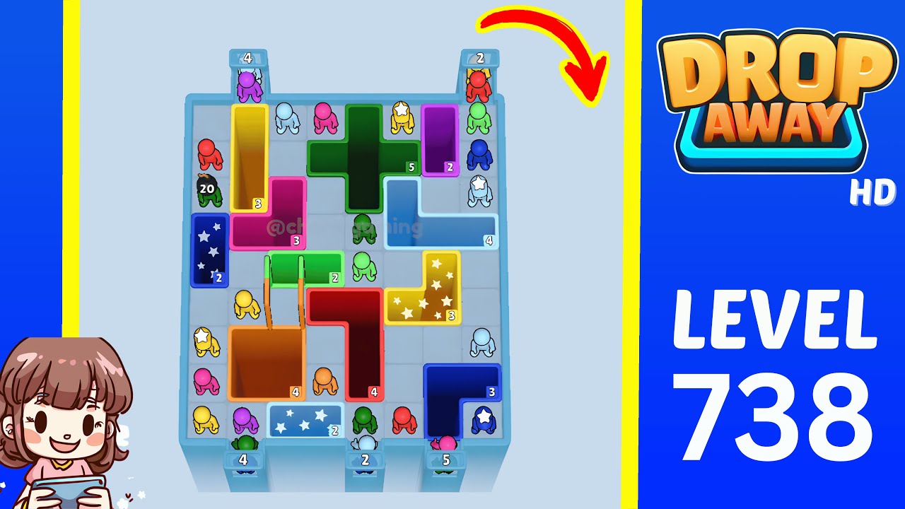 Drop Away Level 738 Solution Walkthrough