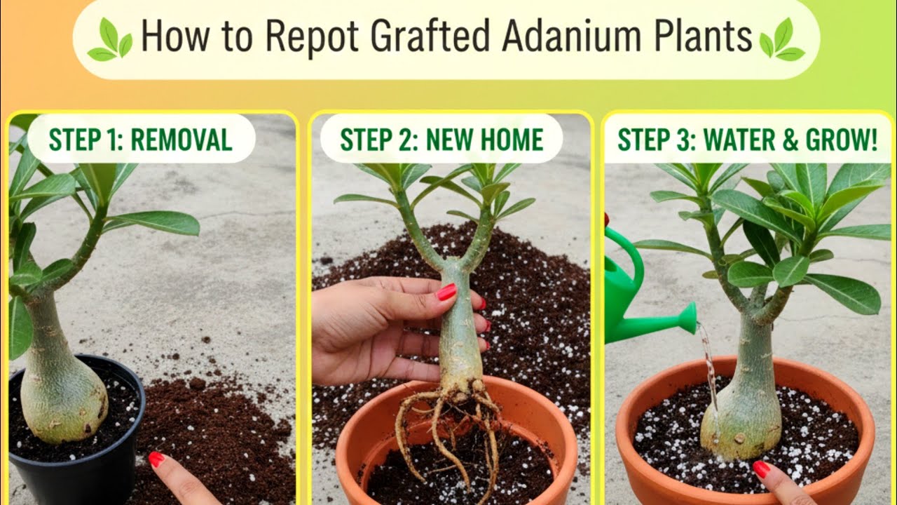 Как пересаживать привитые растения адениума || Как пересаживать привитые растения адениума ||
