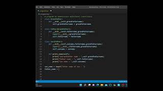 Program to demonstrate Multilevel inheritance in python || #shorts #programming #inheritance