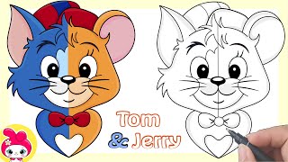 How to draw Tom and Jerry in one easy | Tom and Jerry | كيف أرسم كيوت توم و جيري في واحد بسهولة screenshot 1