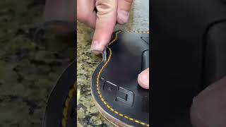 Edge Beveling On A Custom Leather Fire Helmet Shield - Asmr