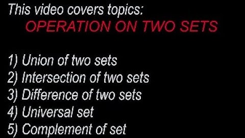 Operation on sets in hindi/urdu | Union, Intersection, Difference, Complement and Universal set