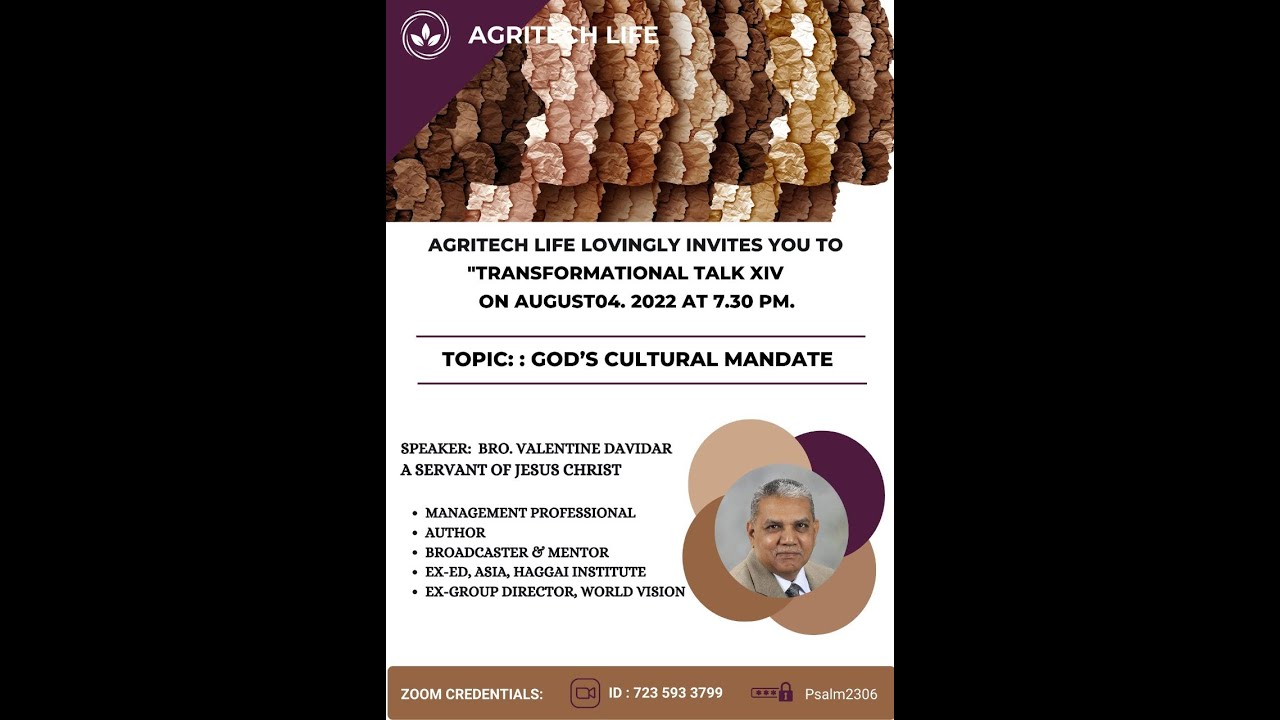 Transformational Talk Session XIV with Bro. Valentine Davidar  // Agritech Life //