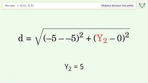 Find the distance between two points p1 (-5,0) and p2 (-5,5): Step-by-Step Video Solution