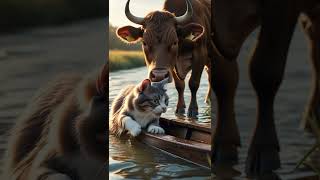 Kitten in Trouble Cow to the Rescue! #cowtales #cow #animalstories #rescue#respect #catrescue#danger