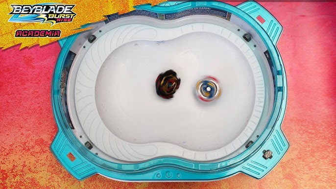 Cair para a vitória com a tecnologia da Hypersphere de Beyblade Burst.  Dicas de desempenho especializadas permitem que os tops subam a parede  vertica - Carrefour