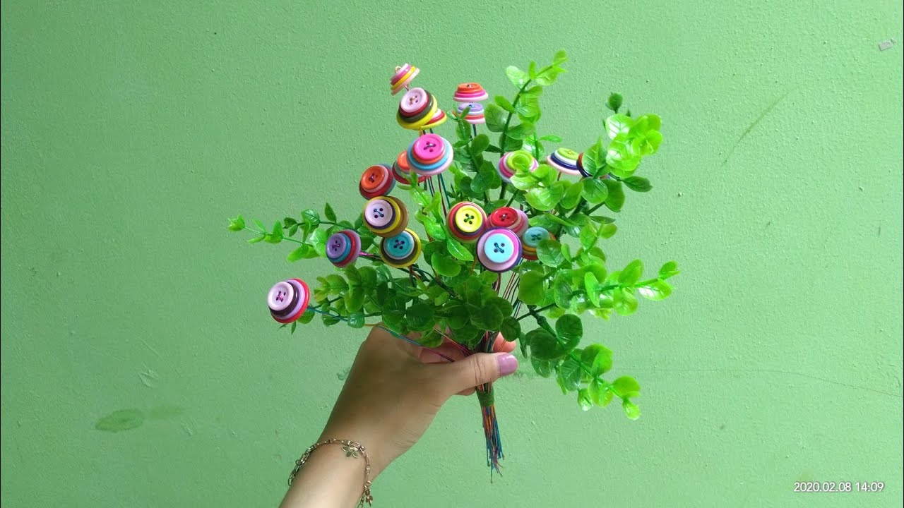 Diy Ranting Bunga DIY Bouquet bunga kancing - YouTube