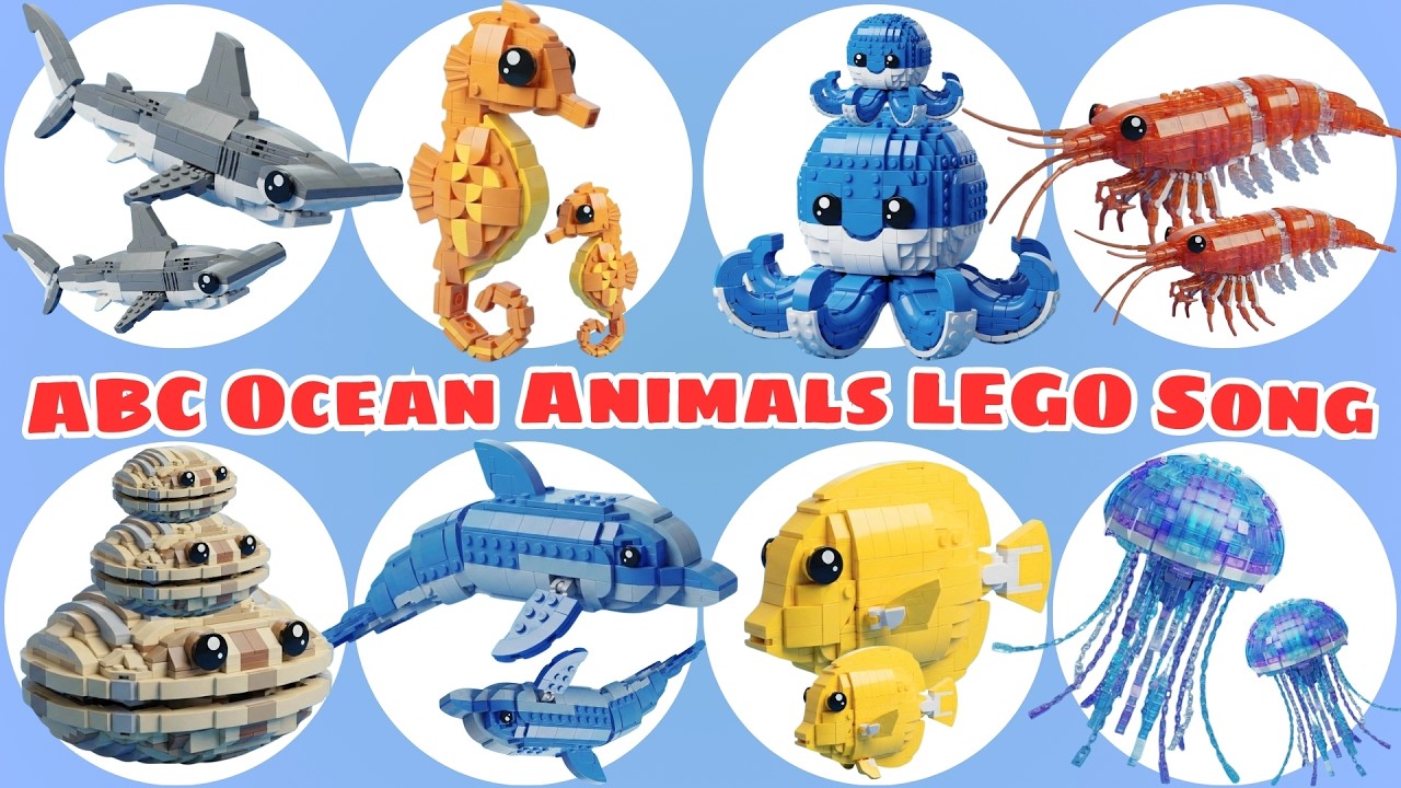 ABC Ocean Animals LEGO Song 🧱🌊 Father Sea Animals Protect Their Babies | Learn A–Z