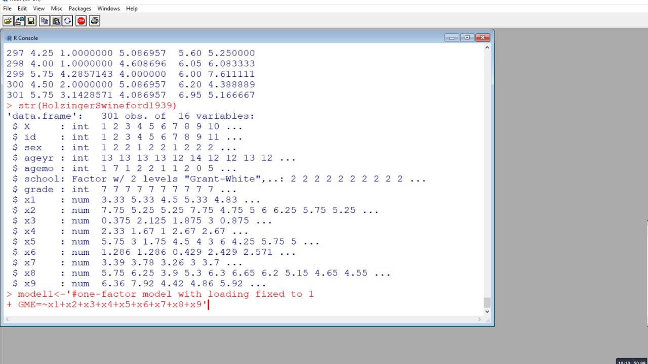 Confirmatory Factor Analysis (CFA) in R with lavaan