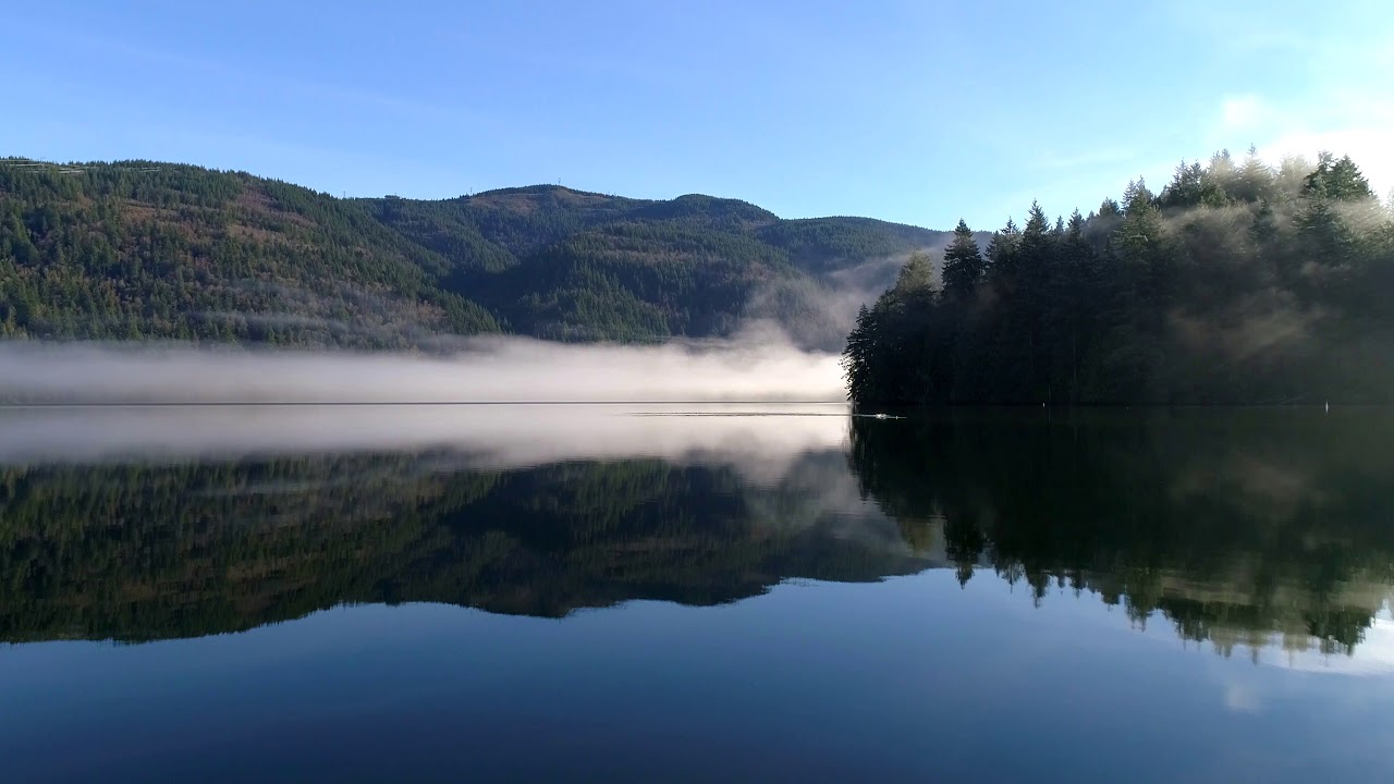 Phantom Drone flight in the Fog above Lake Whatcom 4K bellingham movies