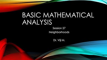 Basic Analysis: Session 16 by Dr. Viji M.