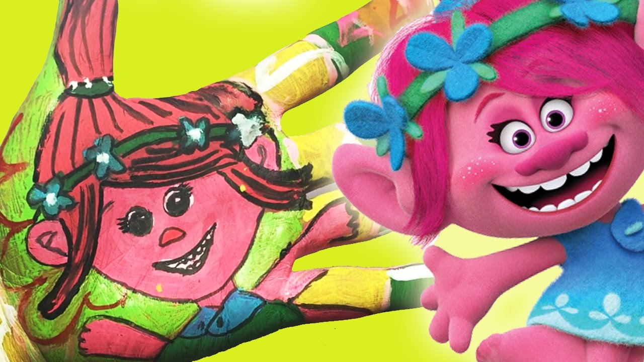 TROLLS Disney Princess Painting, How to Draw Princess Disney, Learn Paint Colors for Children