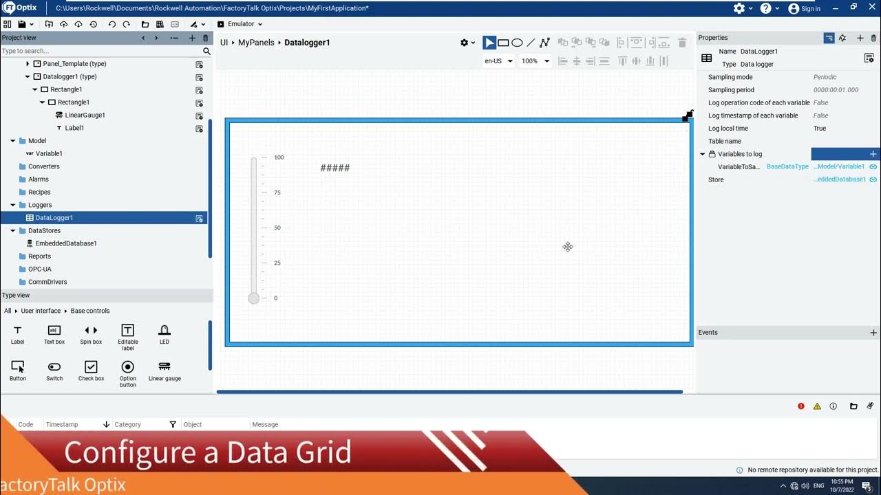 FactoryTalk® Optix™ Getting Started Datalogger YouTube