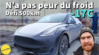 Autonomie du Tesla Model Y par temps froid | Défi 500km au Canada -17C