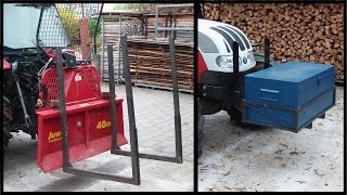 Transportgestell für Brennholz u. Anbaurahmen für Werkzeugkiste Marke Eigenbau, Tractor attachment