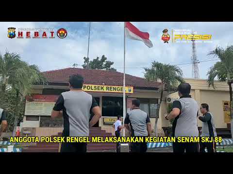 Kapolsek Rengel bersama anggota melaksanakan senam SKJ 88