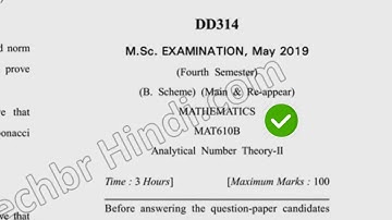 2019 Dcrust MSc Mathematics 4th Sem Analytical Number Theory Question Paper