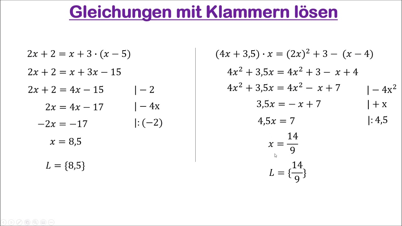 Rechnen Mit Klammern übungen Mit Lösungen Pdf Gleichungen mit Klammern lösen - YouTube