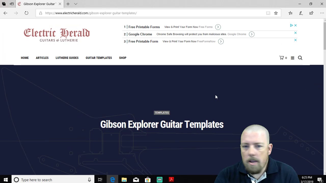 Custom Gibson Explorer Build Ep. 1: Printing out your template - YouTube