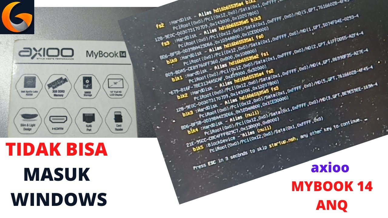 Axioo Mybook 14 Tidak Bisa masuk Windows 