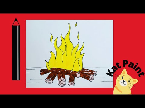 Как нарисовать костёр 🔥/ How to draw a bonfire?