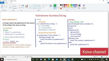 Palindrome number or string program in python| Python interview questions (Q-3) 2021- In Telugu