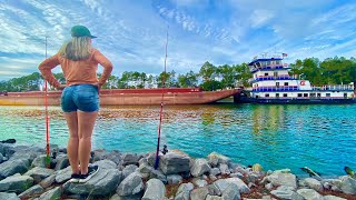 She Caught The BIGGEST Fish Of Her LIFE! -- Fishing ROADSIDE CANALS, BRIDGES and BEAUTIFUL BEACHES!