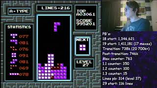 In-game killscreen score PB (163,820) - NES Tetris