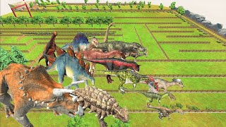 Dinosaur speed race. Fenced grassland field course! | Animal Revolt Battle Simulator