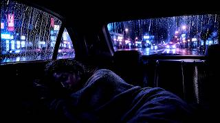 Fall Asleep Fast With Cozy Rain Sounds In A Neon City Car