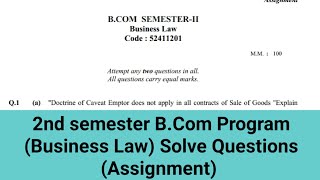 sol du B.com programme Business Law question paper 2nd semester solved (Assignment) 2021