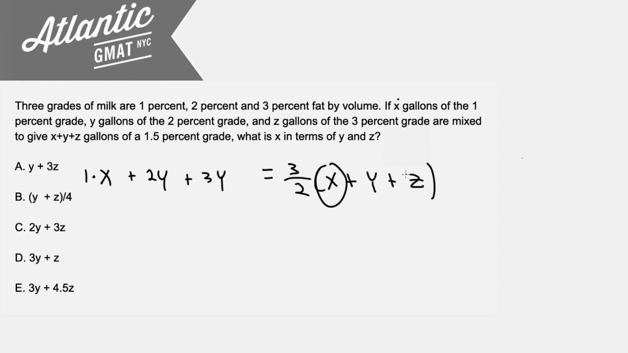 Three Grades Of Milk Are 1 Percent Gmat Explanation Youtube