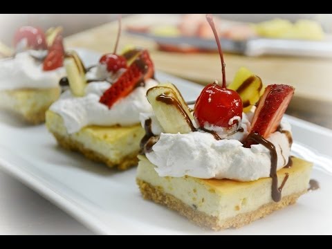 Banana Split Cheesecake Squares Recipe | RadaCutlery.com