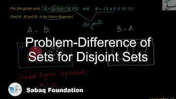 Problem-Difference of Sets for Disjoint Sets, Math Lecture | Sabaq.pk