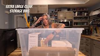 Extra Large, Clear Storage Bins with Locking Lid - Set of 4