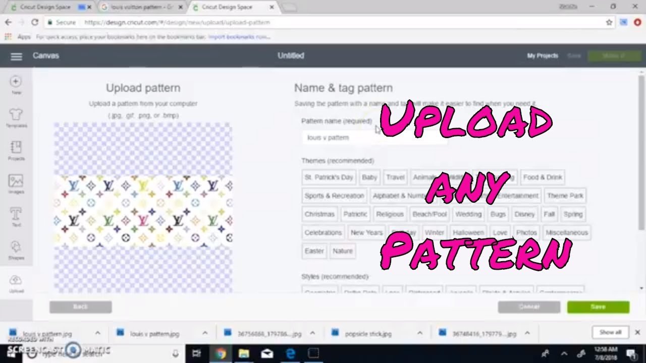 Download Upload A Pattern With Cricut Design Space How To Upload Pattern To Cricut Design Space Youtube