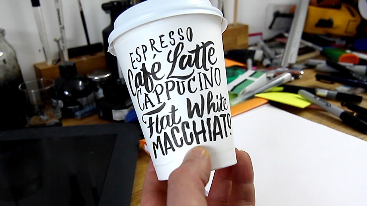 Brush Calligraphy on a Coffee Cup | Letter Everything #04