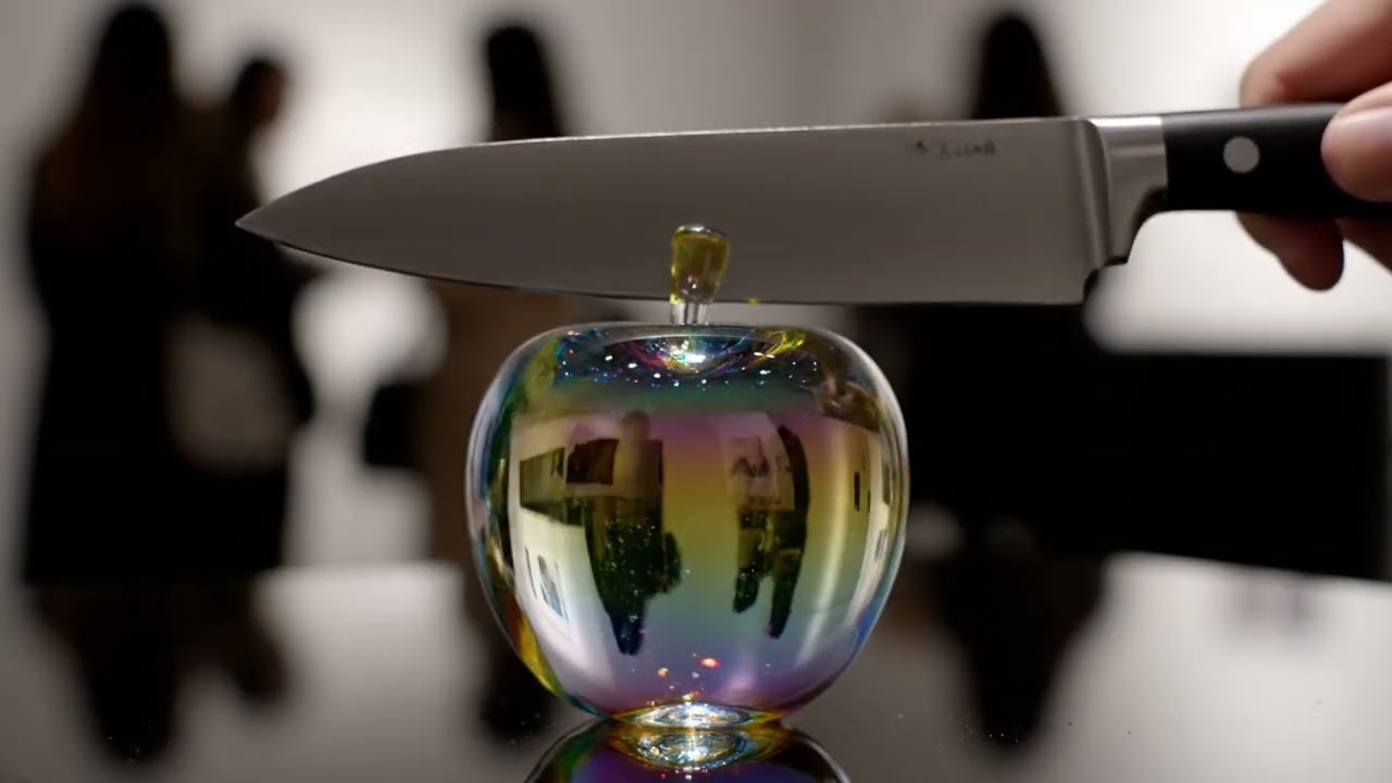 ASMR rainbow glass fruit cutting