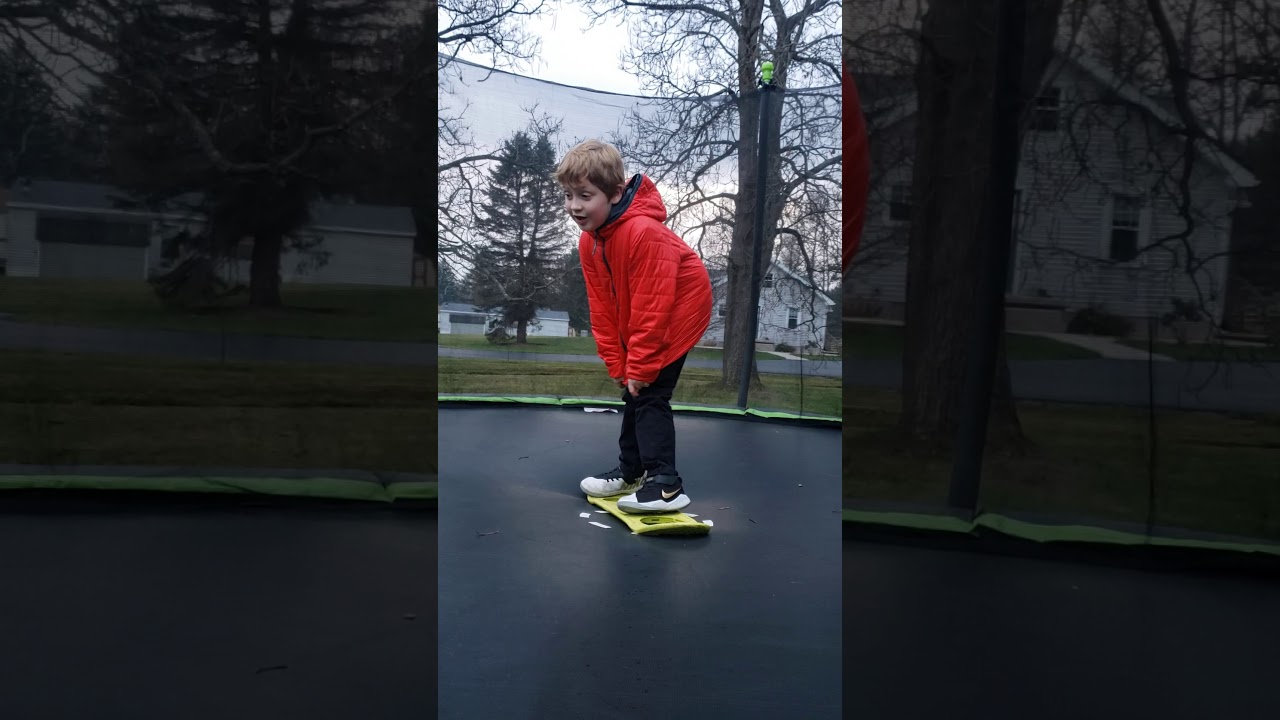 morfboard ollie on trampoline