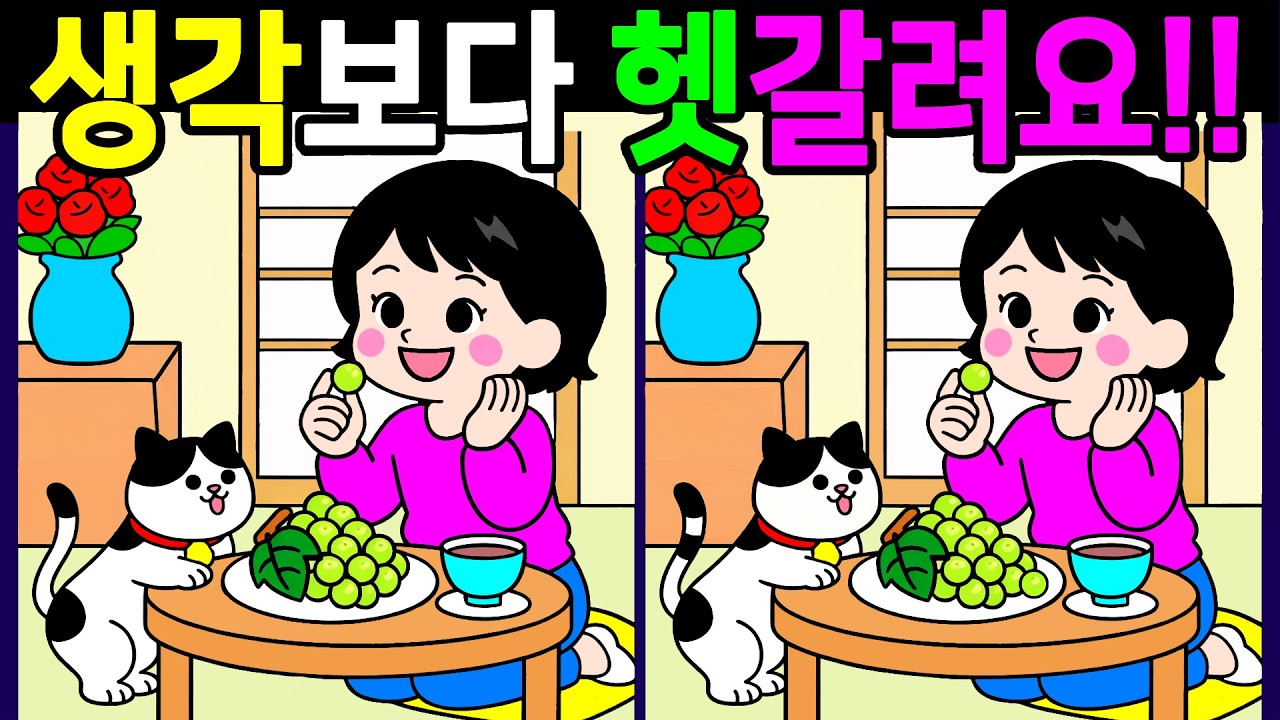 생각보다 은근히 헷갈리는 문제 다 찾으면 뇌나이 20대! 머리가 좋아지는 다른 그림 찾기 끝까지 풀게 돼요【 Find Difference 間違い探し】