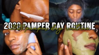 2020 PAMPER ROUTINE BLACK || Dermaplaning, Face Masks, and More!!