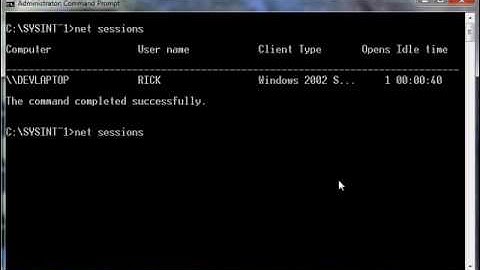 Using the Net Sessions command to get connection information