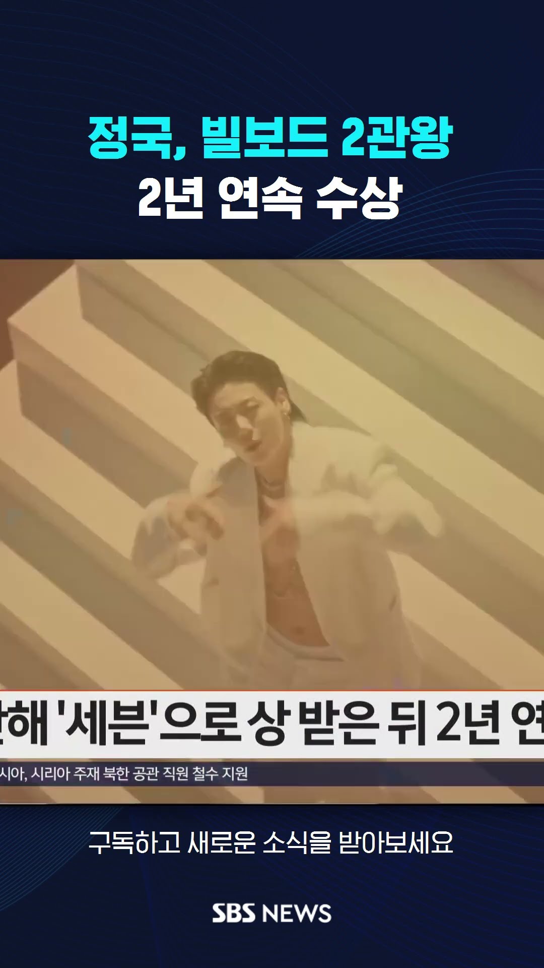 정국, 빌보드 뮤직 어워즈서 2관왕…2년 연속 수상 #shorts
