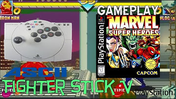 PS1 Marvel Super Heroes X ASCII Fighter Stick V Gameplay