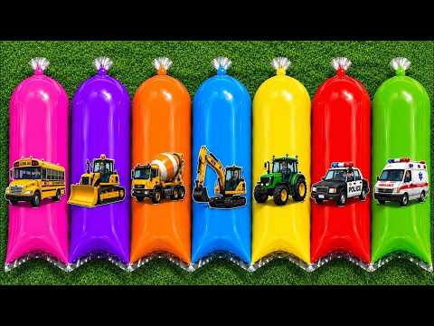 Menemukan Mainan Mobil Kontruksi, Excavator, Tractor, Buldozer, Forklift, Silinder, Crain