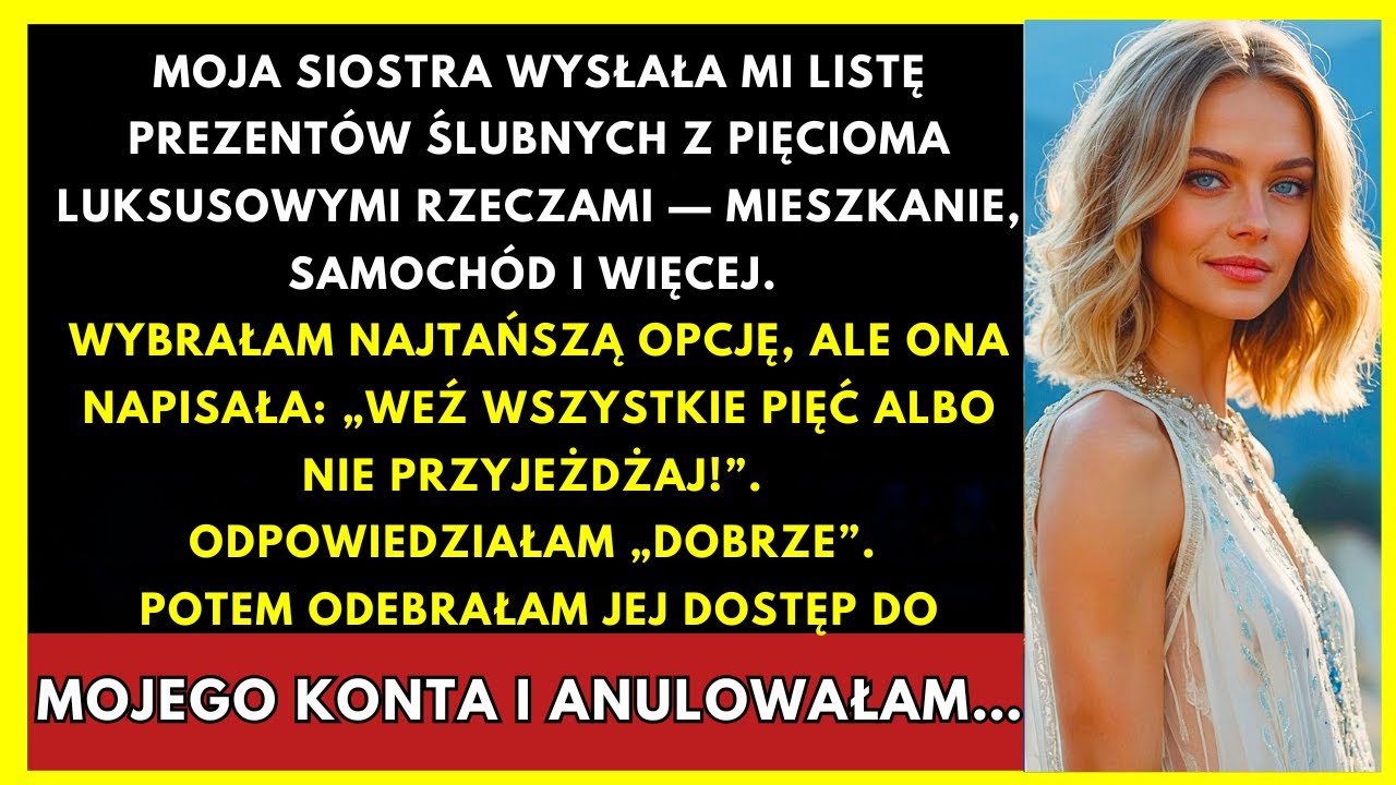 Siostra Wysłała Listę Ślubną Z 5 Luksusowymi Rzeczami; Wybrałam Najtańszą I Ona Powiedziała...