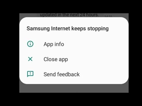 Samsung Internet keeps stopping a10, a20,  a30, a30s, a40, a50, a70