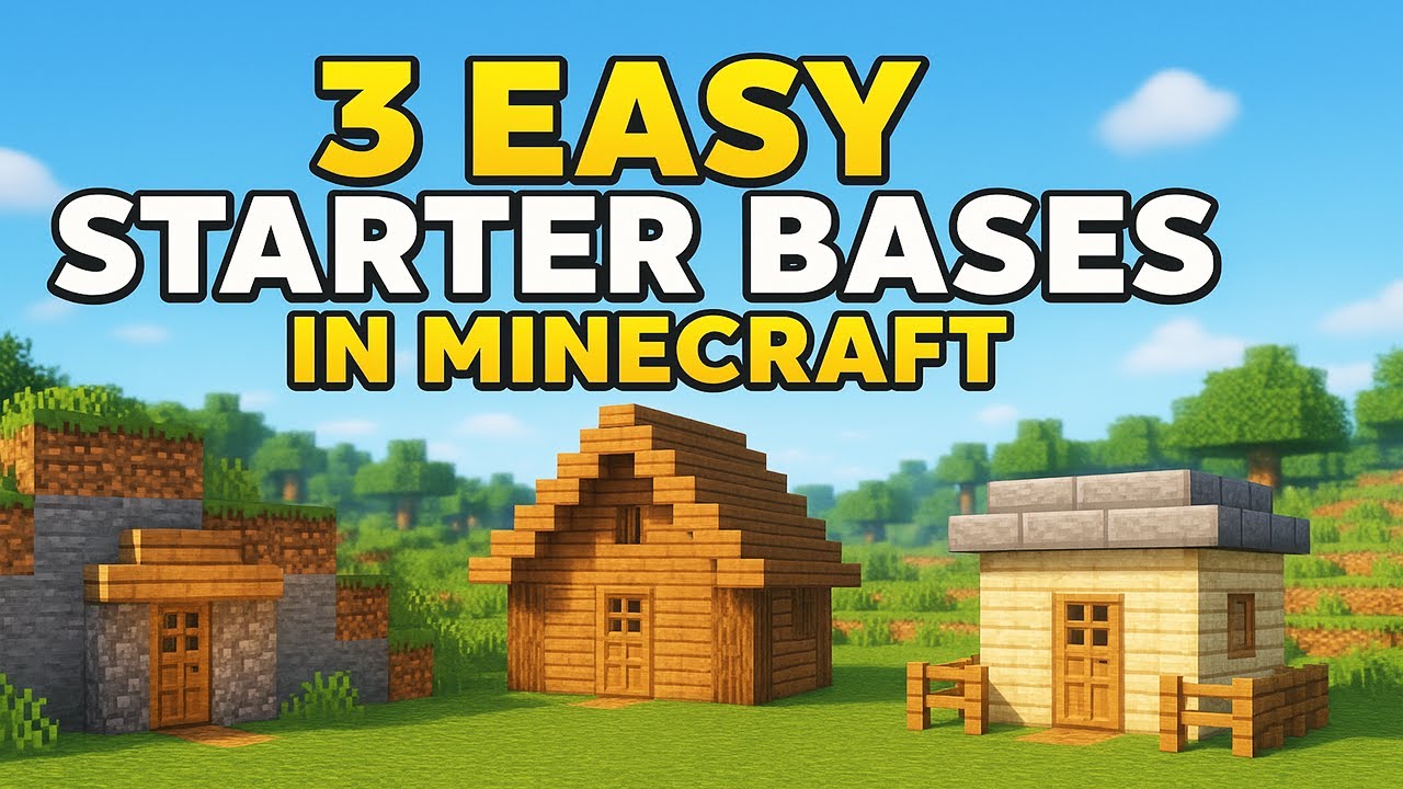 3 Simple Starter Bases for Survival Minecraft! - YouTube